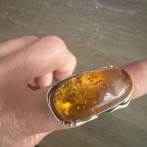 VTG 925 Silver Baltic Amber Ring